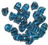 25 13mm Dark Aqua Tortoise Cat Face Beads